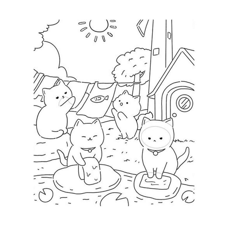 Lineart - Bộ tranh tô màu "Gia Đình Mèo" chất giấy dày đẹp dùng cho màu nước - 10-30 khổ A5