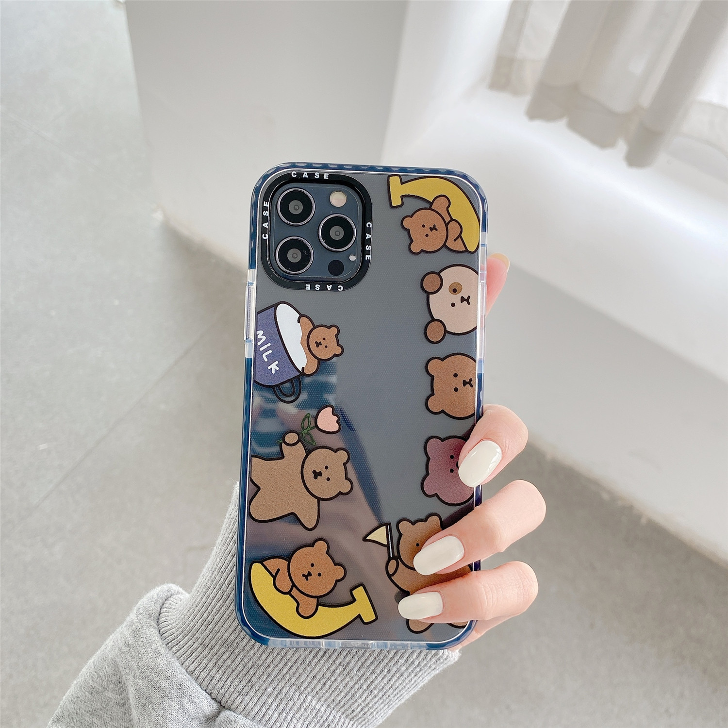 Ốp điện thoại silicon mềm hình gấu bảo vệ camera cho iPhone 12pro max 12mini 11 Pro 11Pro Max XS Max XR SE 7 8 Plus | BigBuy360 - bigbuy360.vn