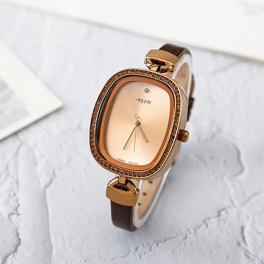 Julius Official | Combo đồng hồ nữ Julius JA-298 và dây thép nâu