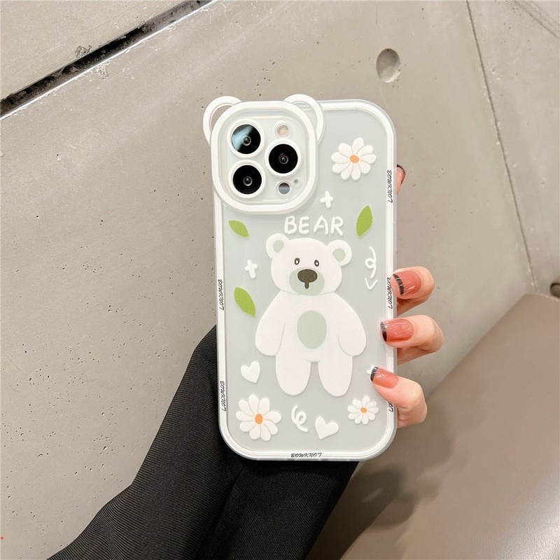 Ốp Điện Thoại Dẻo Trong Suốt Họa Tiết Hoạt Hình Chú Gấu Vui Nhộn Cho iPhone 11 12 13 Pro MAX X XR XS MAX 6 7 8 Plus