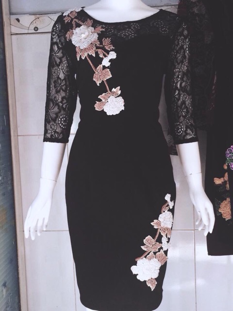 đầm trung niên nữ thiết kế sang trong, dư tiệc, đính hoa