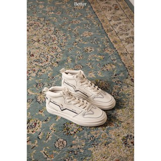 Sneaker da trơn cao cổ viền xanh better shoes - 151020001