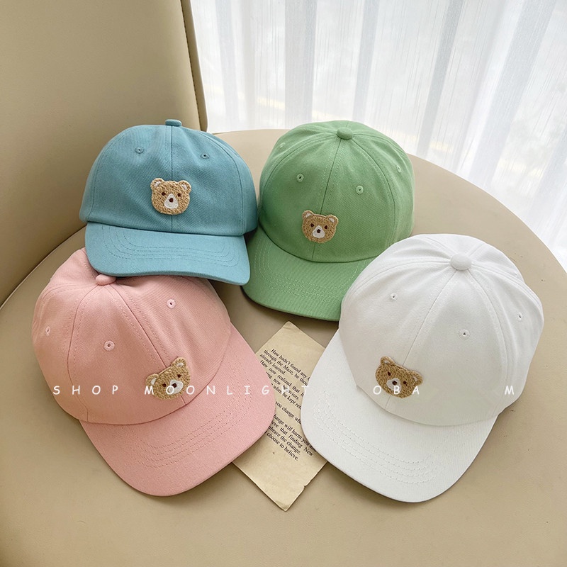 Mũ Lưỡi Trai Chống Nắng Chất Liệu Cotton In Hình Gấu Nhỏ Thời Trang Xuân Đông Cho Bé Trai Và Gái