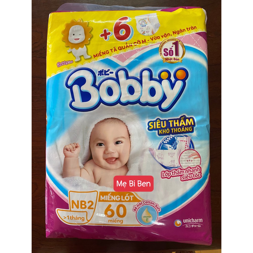 [SỈ GIÁ THÙNG 6 GÓI] Miếng Lót Sơ Sinh Bobby NewBorn 2 40/60 miếng