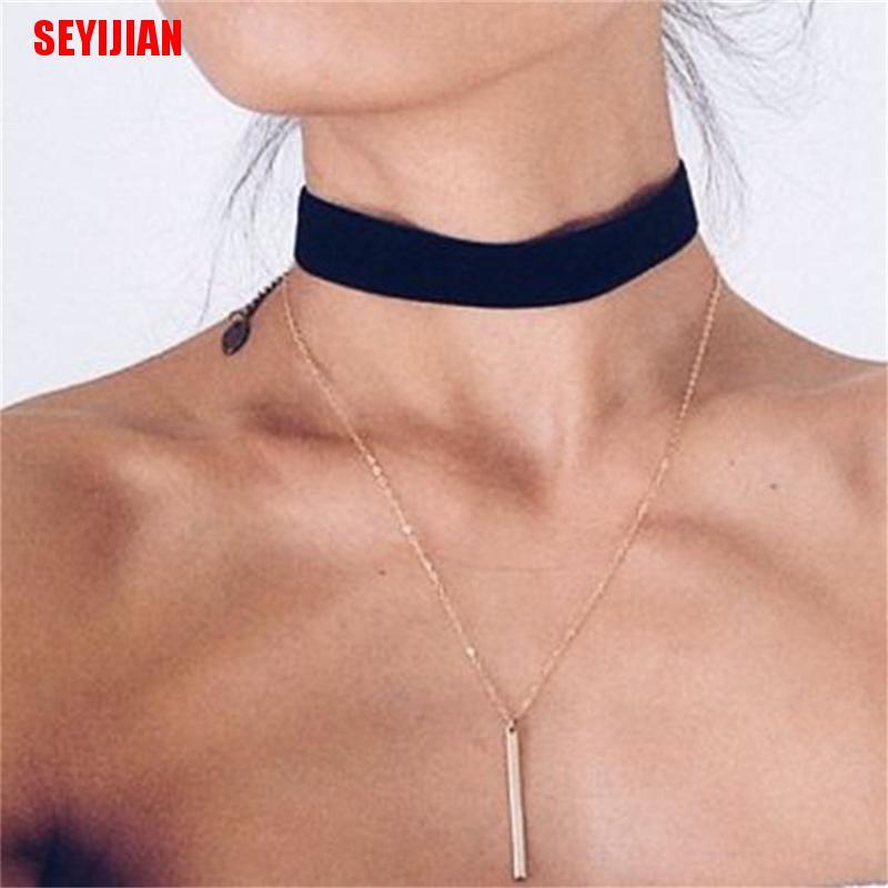 (SEY) Choker Nhung Đen Làm Bằng Tay Phong Cách Gothic Retro