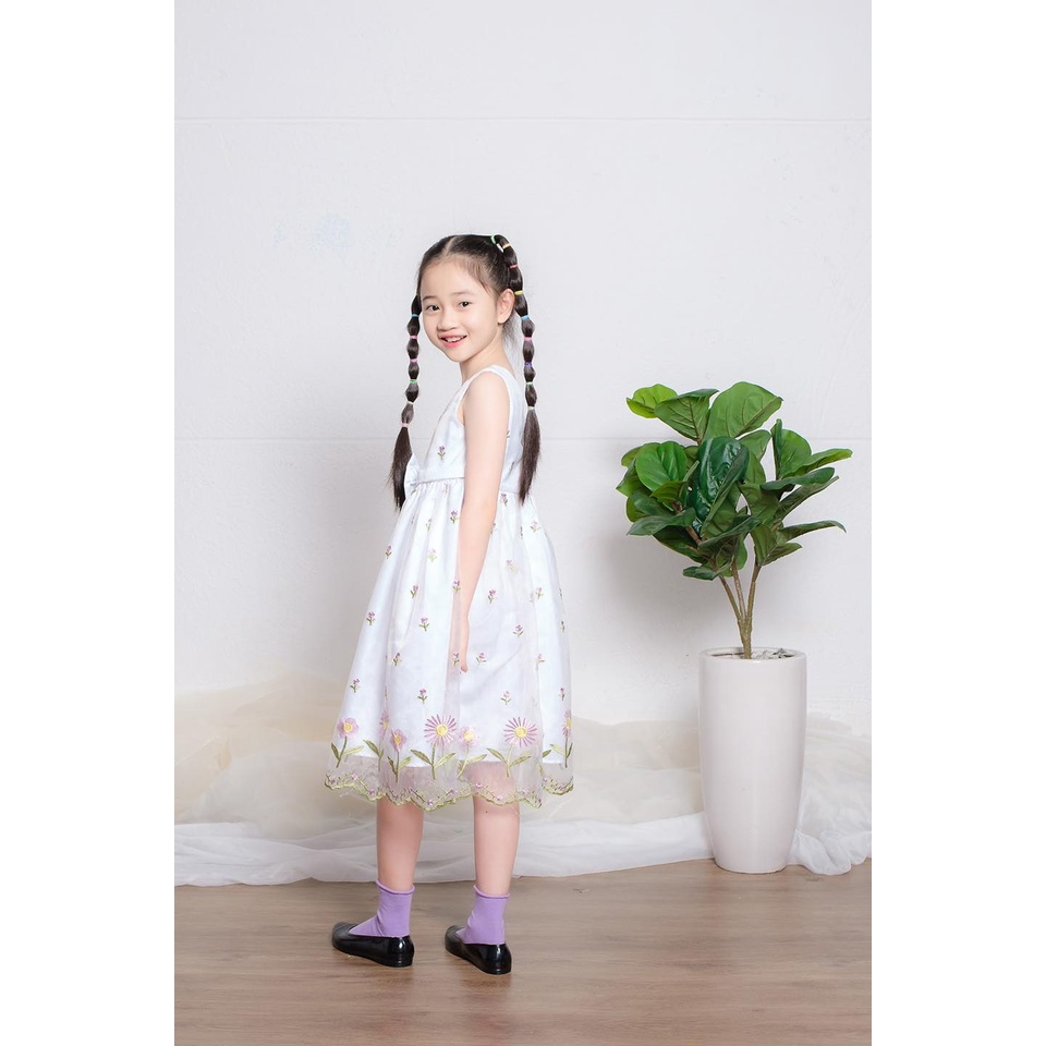 Đầm công chúa bé gái từ 13 - 45kg vải Voan Hoa Xuân - GUON