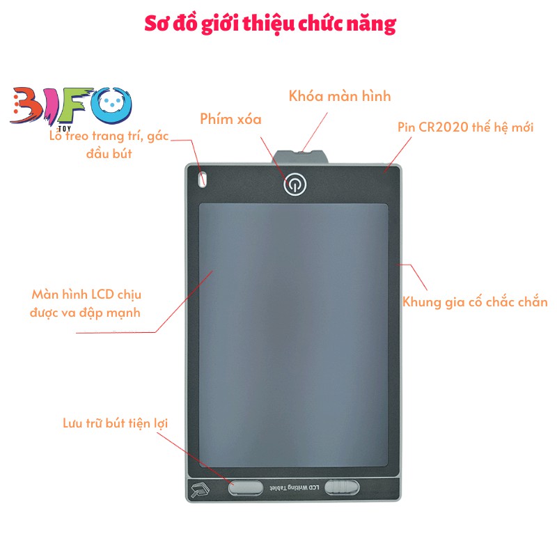 Bảng viết, bảng vẽ điện tử thông minh LCD tự xóa có khóa màn hình đồ chơi giáo dục thông minh học tập