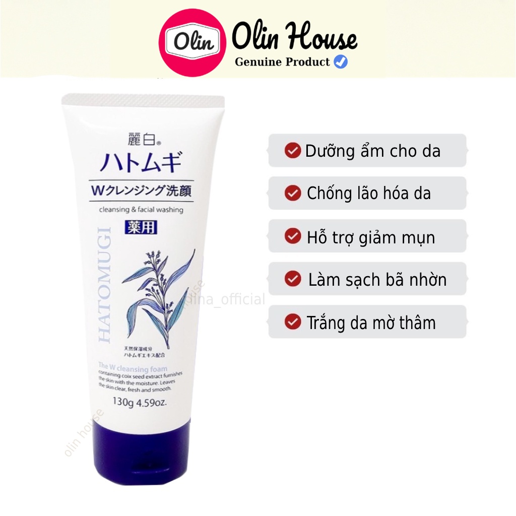 Combo Hatomugi Sữa Dưỡng Thể - Sữa Rửa Mặt - Sữa Tắm - Nước Tẩy Trang - Toner Nước Hoa Hồng Hạt Ý Dĩ - Olin House