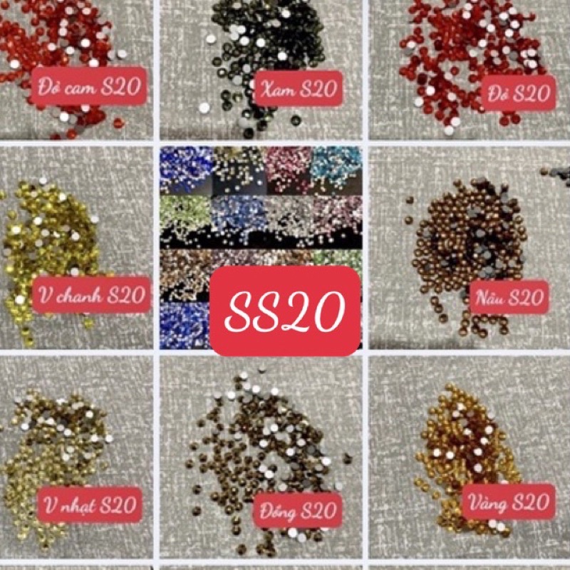 Đá chân bằng 250v ss20 (4.8mm -5mm) trang trí móng tay làm hoa bột phụ kiện thủ công
