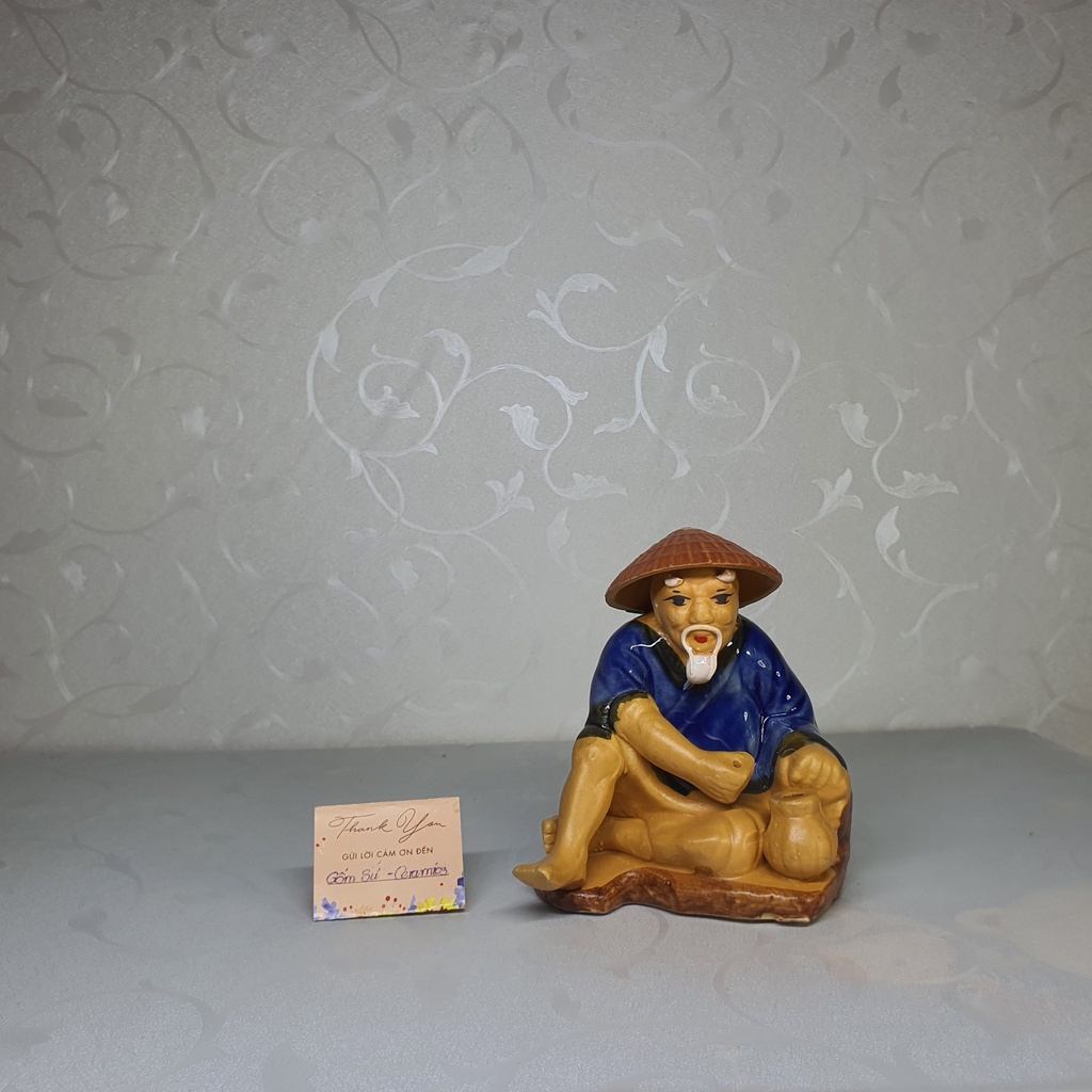Tượng Ông Vọng Ngồi Câu Cá- Gốm Sứ Bát Tràng - Kích Thước Đa Dạng - Trang Trí Tiểu Cảnh, Cây Bonsai, Bể Cá