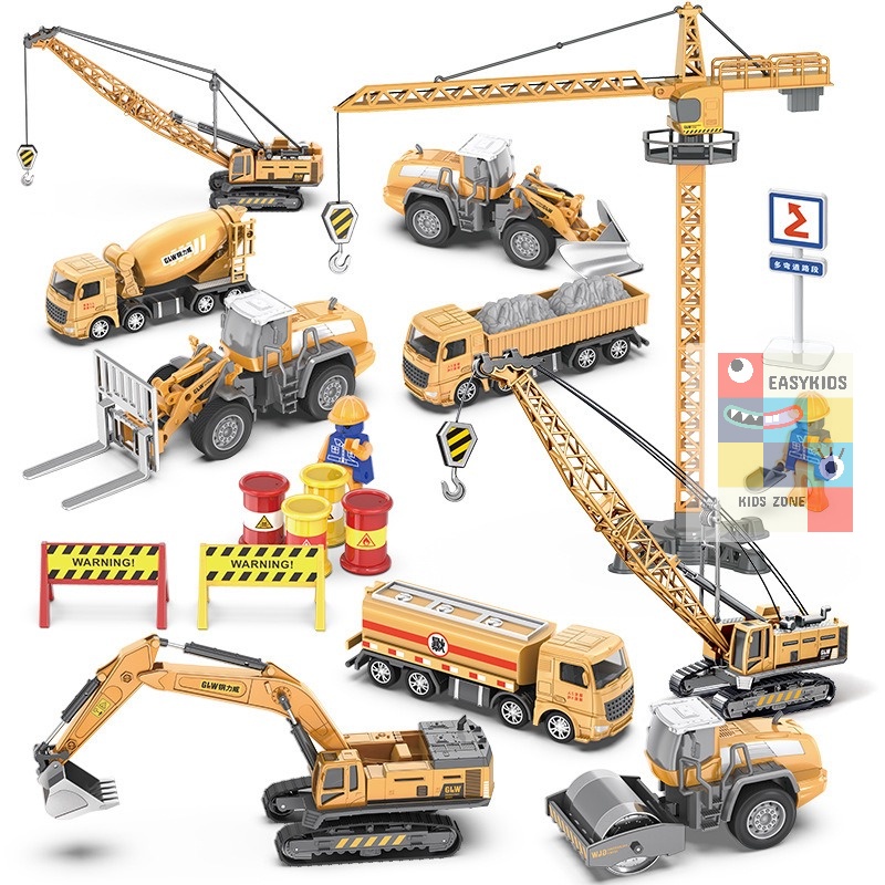 Đò chơi xe, Bộ mô hình đồ chơi xe kỹ thuật hợp kim nhiều chi tiết như thật có đèn nhạc