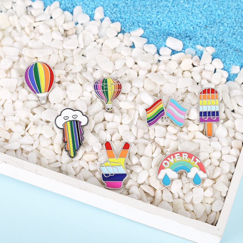 Ghim cài áo hình lá cờ hoạt hình phong cách Harajuku ghim bấm giấy súng bắn ghim go