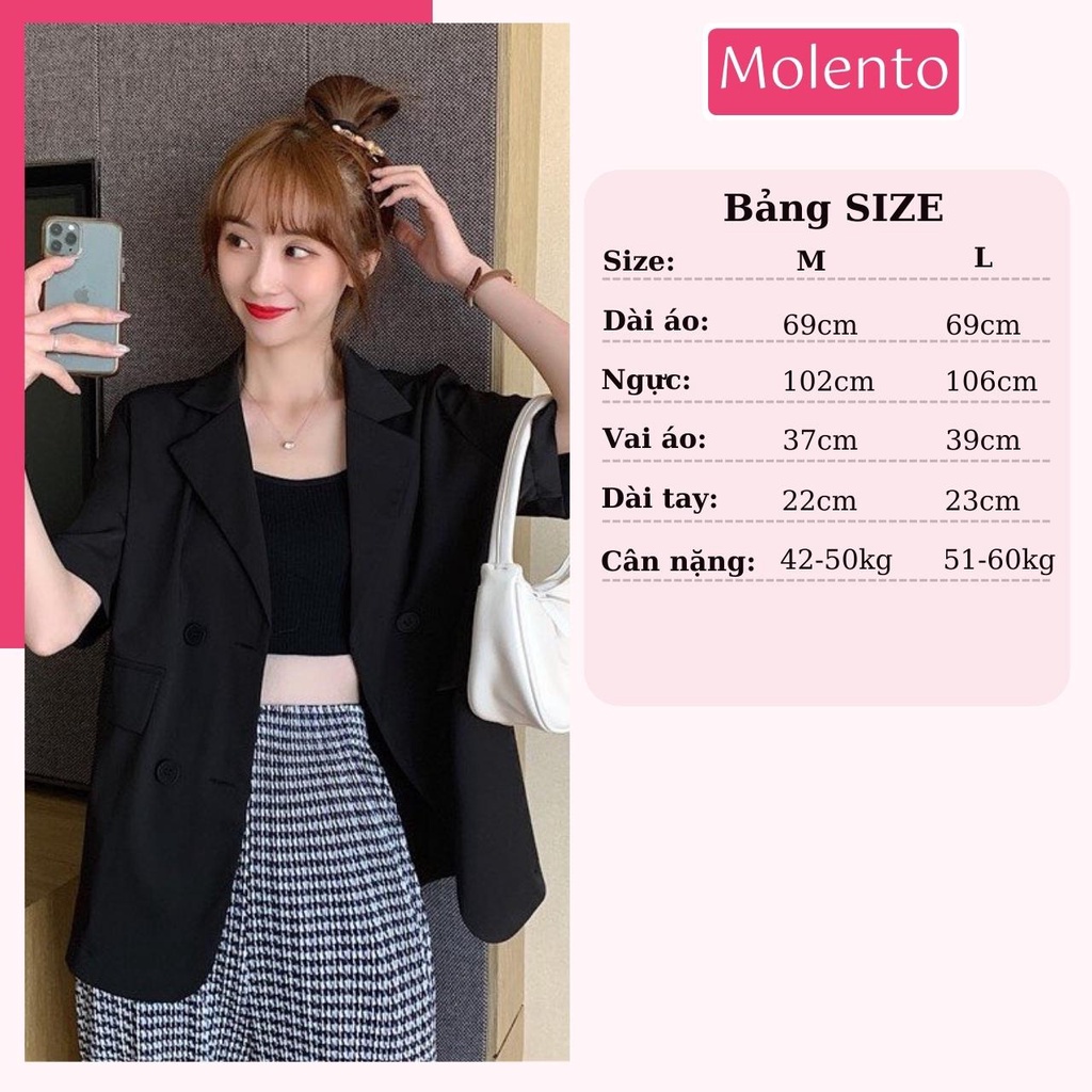 Áo Blazer Nữ Tay Ngắn Molento Áo Vest Nữ Blazer Hàn Quốc Cao Cấp Chất Vải Dầy Dặn Đứng Dáng Không Xù Bai Nhão - M115