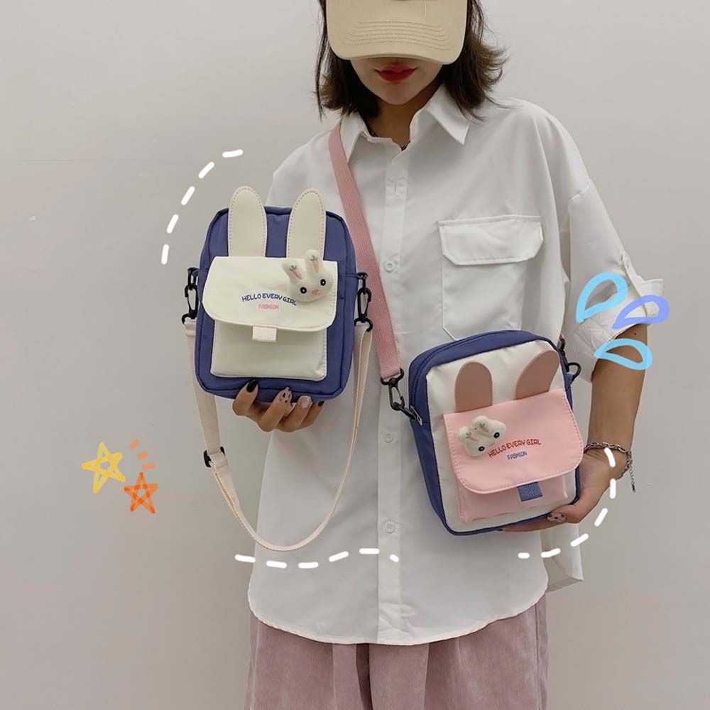 Túi đeo chéo mini hình vuông họa tiết hoạt hình dễ thương cho nữ