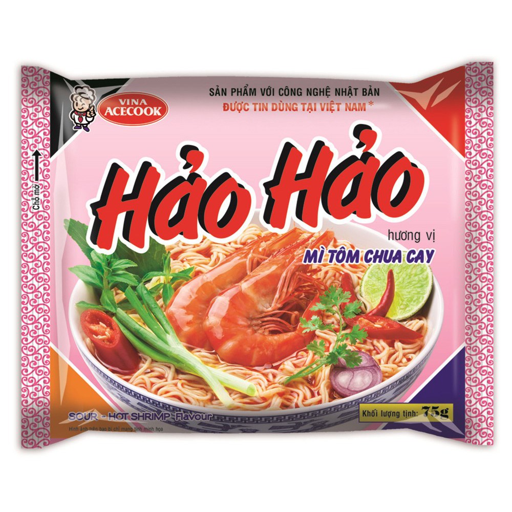 Combo 5 gói mì Hảo Hảo Tôm Chua Cay (gói 75g)