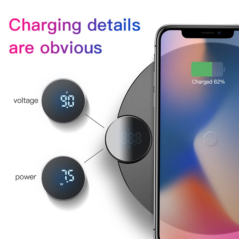 Đế Sạc Nhanh Không Dây Hiển Thị Đèn Led Baseus Cho Iphone 11 Pro Max Xs Xr X 10w