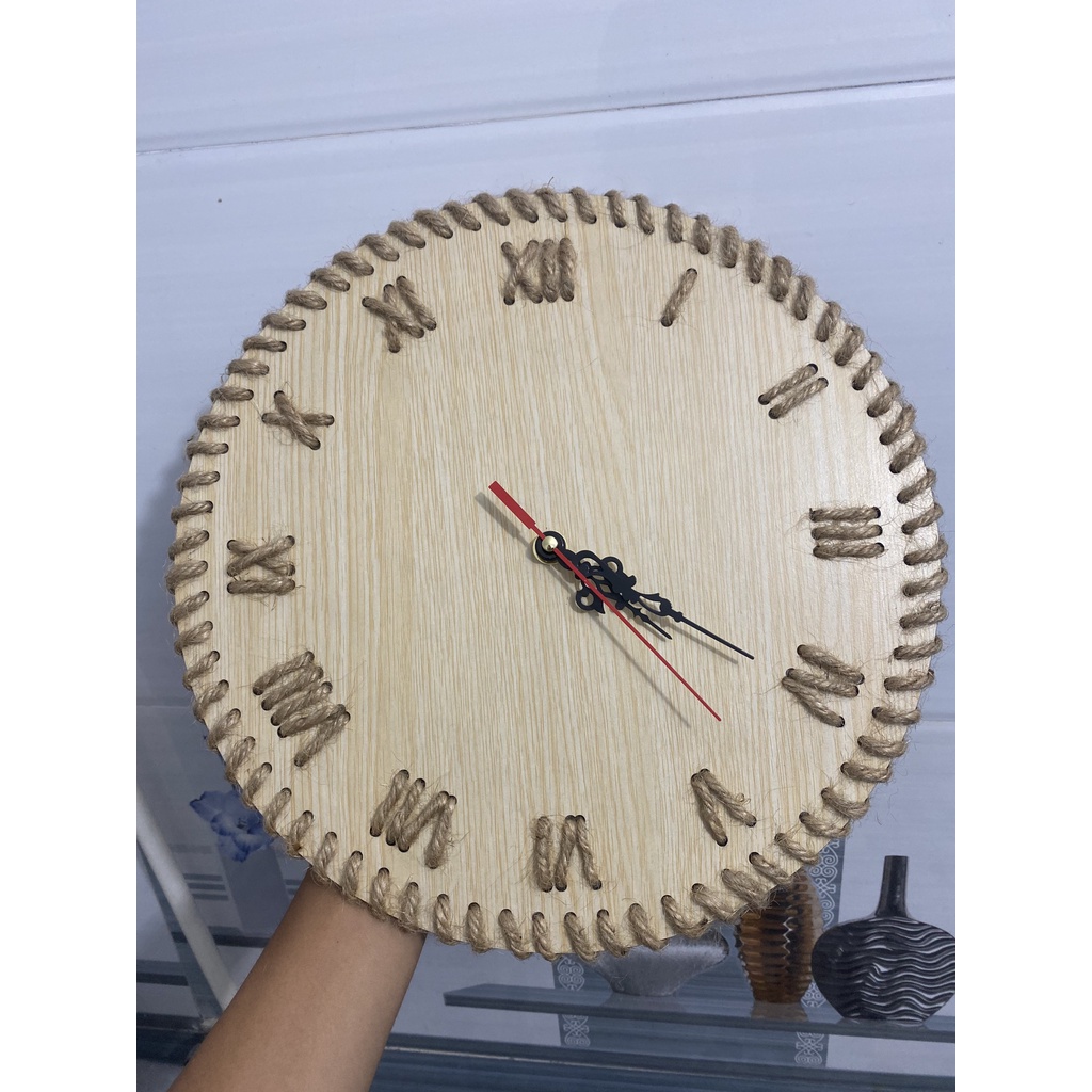 ĐỒNG HỒ GỖ TREO TƯỜNG VIỀN BẰNG DÂY THỪNG QUẤN QUANH PHONG CÁCH