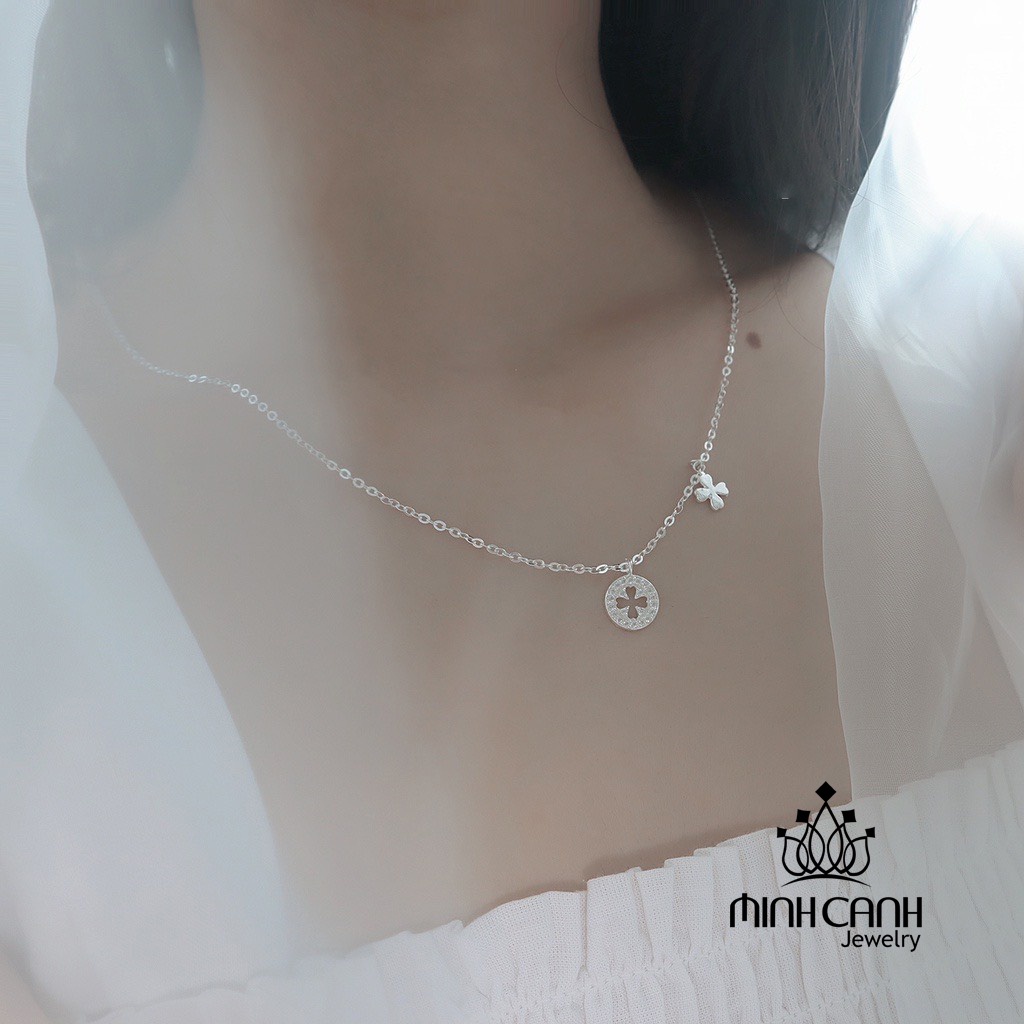 Dây Chuyền Bạc Mặt Tròn Cỏ 4 Lá Minh Canh Jewelry