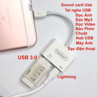 OTG ĐT táo-Jack chuyển từ cổng Cáp sạc sang một USB và 1 cổng sạc ĐT táo OT43,cáp adapter otg tablet táo KLH Earldom