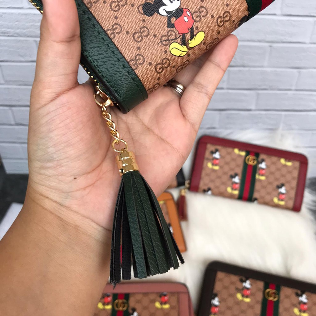 Ví Gucci Phối Khóa Kéo In Hình Chuột Mickey Dễ Thương