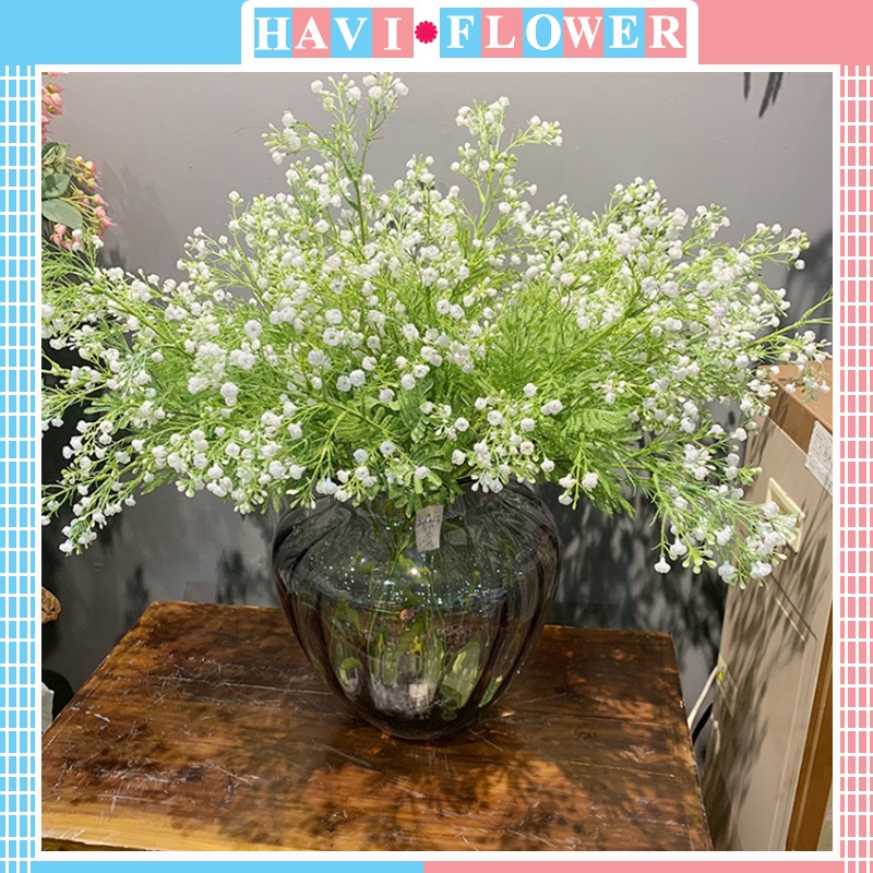 Hoa giả - Hoa bi Havi cao cấp 65cm nhỏ nhắn, xinh xắn trang trí đơn giản, tinh tế