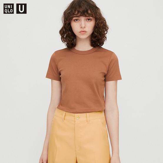 Mới Áo Thun Uniqlo Cổ Chữ U Màu Trơn Cho Nữ