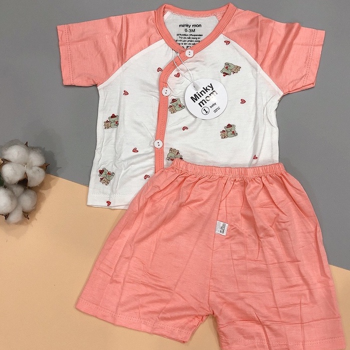 [XẢ KHO] Bộ Cúc Chéo Thun Lạnh Minky Mom Cho Bé Trai Bé Gái Sơ Sinh - Chất Liệu Mềm Mát - Size cho bé từ 3-9KG