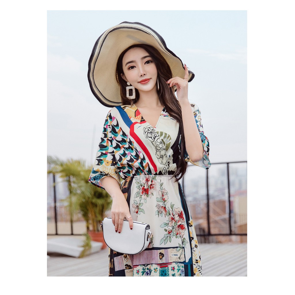 Đầm cổ V dáng dài chất liệu chiffon thời trang biển phong cách bohemian cho nữ | BigBuy360 - bigbuy360.vn