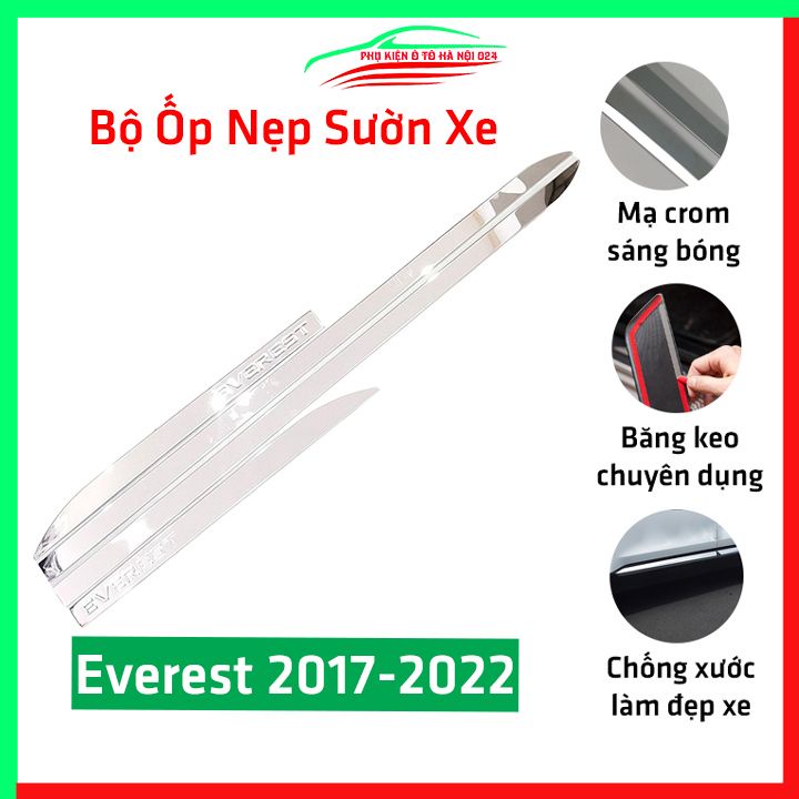 Bộ ốp nẹp sườn Everest 2017-2021 mạ crom trang trí làm đẹp xe