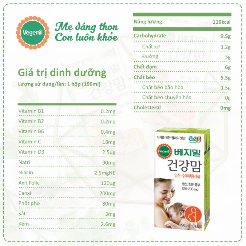 Sữa hạt dành cho mẹ bầu bú Vegemil - Nhập khẩu Hàn Quốc