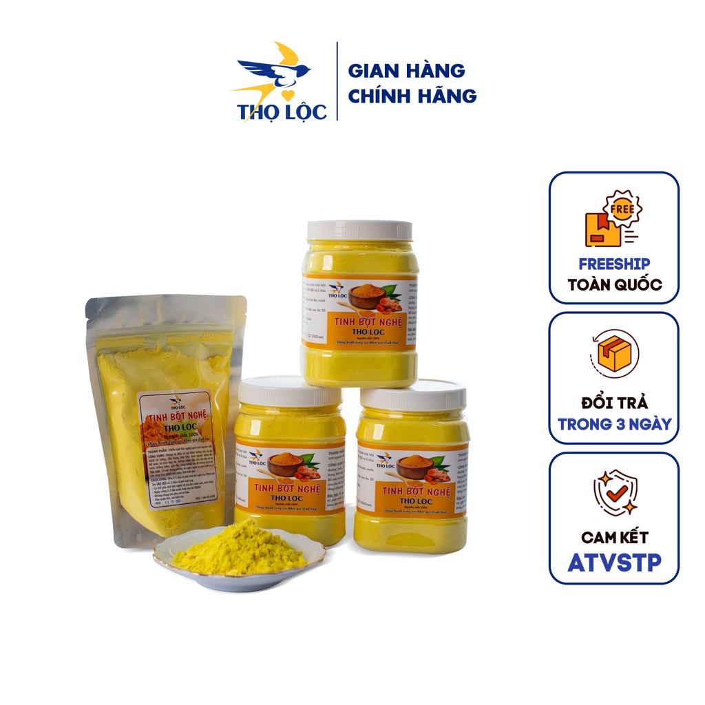 Tinh bột nghệ nguyên chất vàng dùng đắp mặt và uống Thọ Lộc 250g 500g