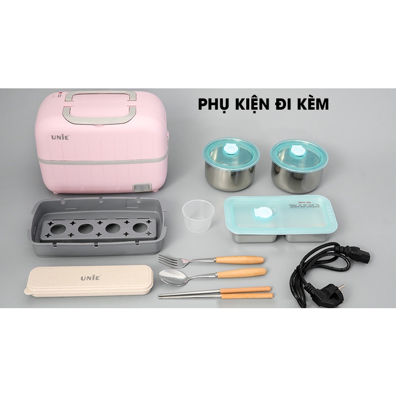 Hộp nấu cơm di động Unie UV  2 tầng có chức năng nấu cơm trực tiếp -  Hộp cơm giữ nhiệt đựng thức ăn