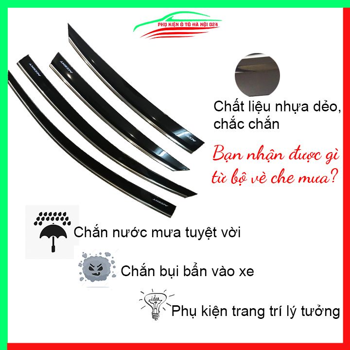 Vè che mưa ô tô Accent 2018-2023 chỉ inox cao cấp