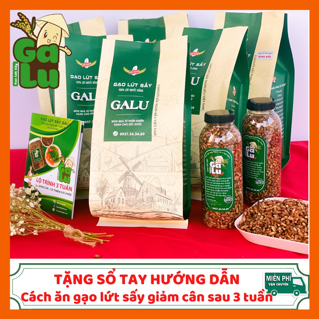 2 Hũ(Túi) Gạo Lứt Sấy Rong Biển Galu 500gram + 1 Chai 120gram + Tặng sổ tay hướng dẫn ăn gạo lứt giảm cân sau 3 tuần. | BigBuy360 - bigbuy360.vn