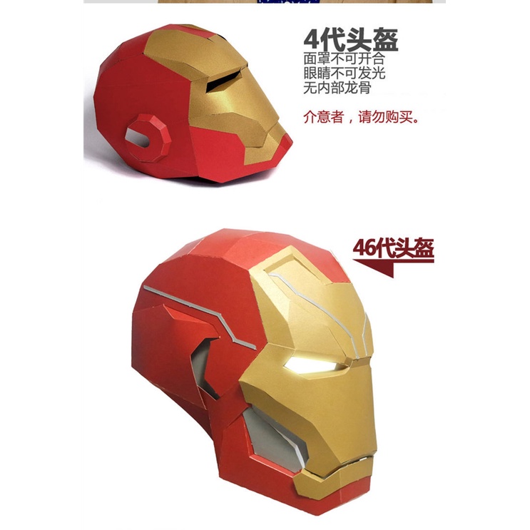 Mô Hình Mặt Nạ Nhân Vật Iron Man Bằng Giấy Làm Thủ Công Chất Lượng Cao