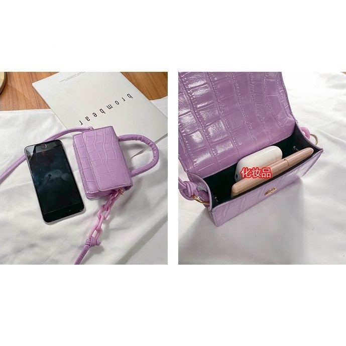 Túi Xách Nữ Dáng Vuông Giả Da Cá Sấu Phối Dây Xích Sang Trọng Thời Trang