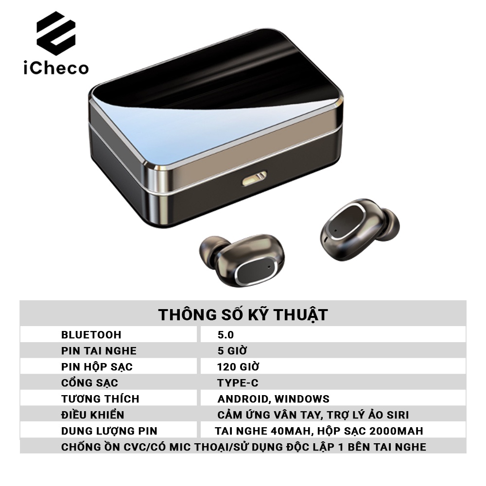 Tai nghe nhét tai bluetooth ICHECO TW01 không dây chống tiếng ồn