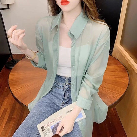 Áo Khoác Sơ Mi chiffon Mỏng Tay Dài Chống Nắng Thời Trang Mùa Hè Dành Cho Nữ