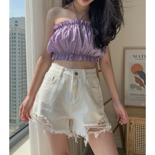 quần short jeans cạp cao QB253 LOLLIE STUDIO