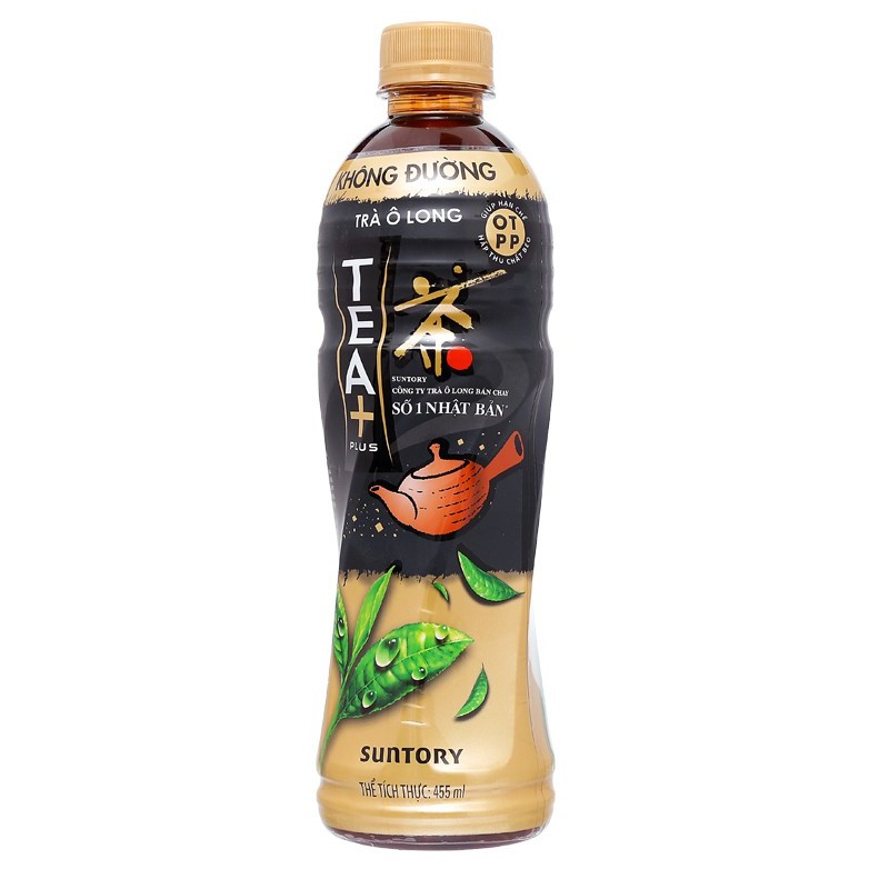 Lốc 6 chai trà ô long Tea Plus không đường 455ml