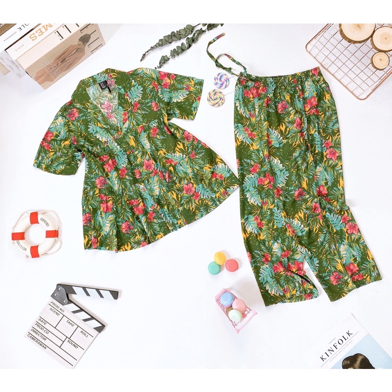 Bộ đồ TOLE pijama F.21 VNXK áo tay ngắn quần 8 tấc