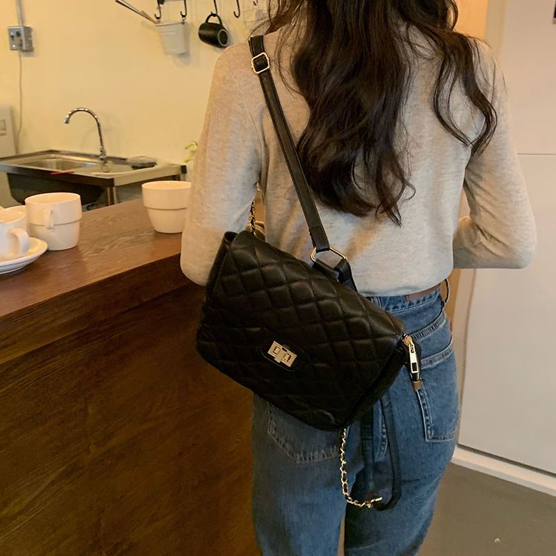 Ba Lô Đeo Vai Một Bên Vai Thiết Kế Kim Cương Phong Cách Preppy Phong Cách Mới