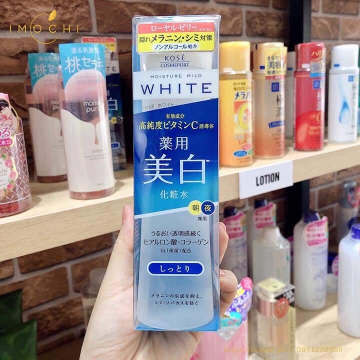 Nước Hoa Hồng KOSE MOISTURE MILD WHITE Dưỡng Trắng Da Dành Cho Da Khô Nội Địa Nhật Bản (180ml) - SAKUKO