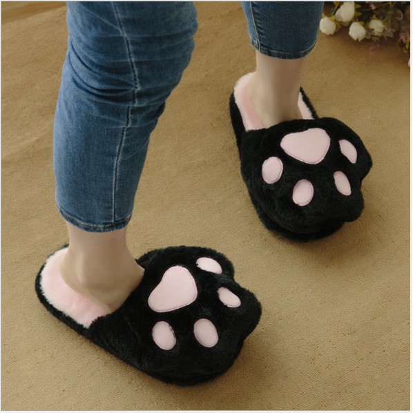 Vg Dép Bông Đi Trong Nhà Chống Trượt Hình Chân Mèo Dễ Thương
