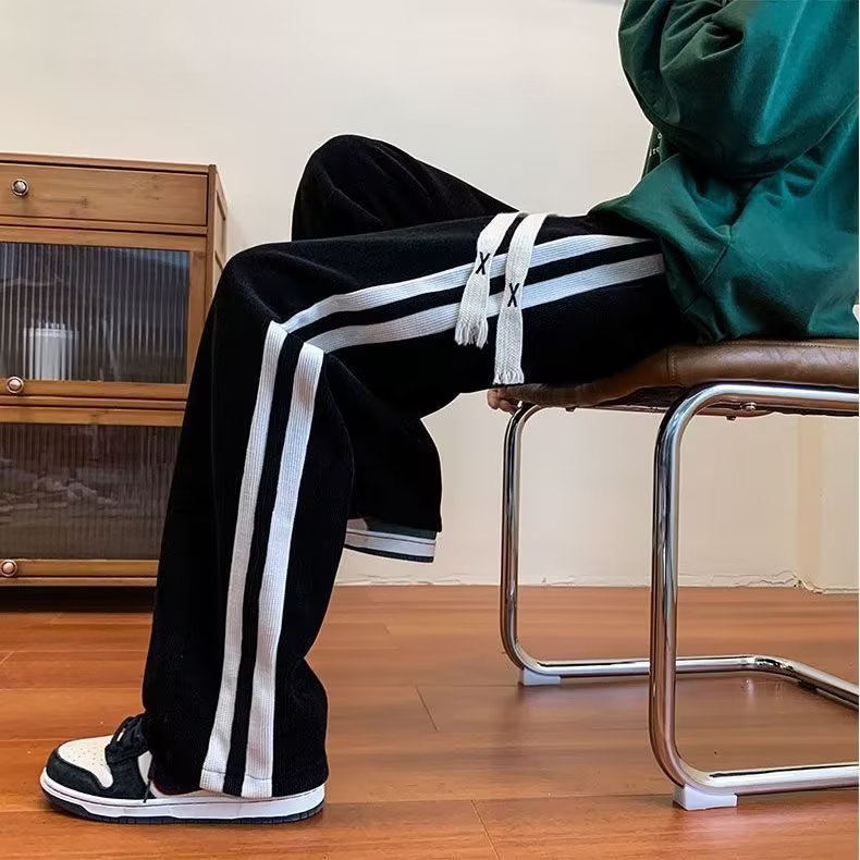 Nhật Bản ​Quần Dài Thể Thao Phối Sọc Hai Bên Dáng Rộng Thời Trang Chất Lượng Cao Cho Nam Size M-2XL