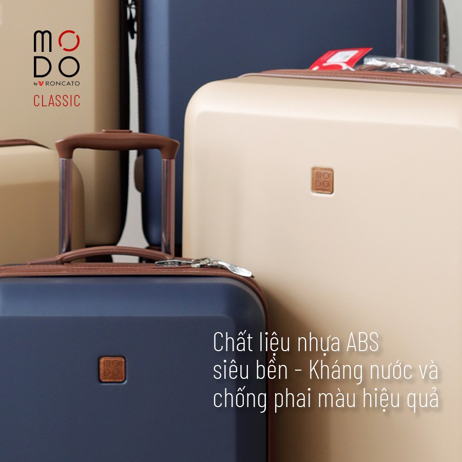 Vali du lịch Modo by Roncato classic size L (28- 30inch), nhựa ABS dẻo chống va đập, khóa mã số TSA, bánh xe kép.