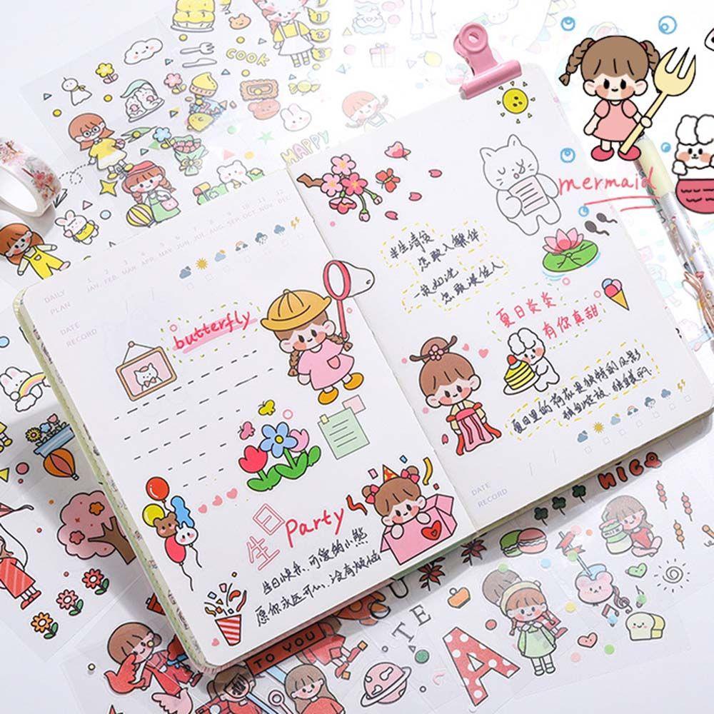 Sticker PET Màu Hồng Dùng Để Trang Trí Nhật Ký DIY