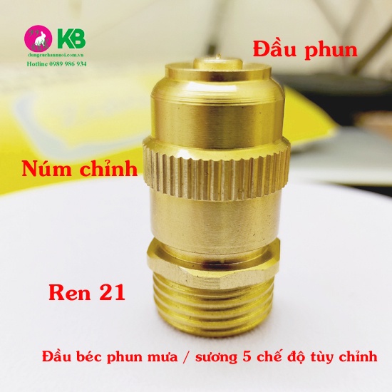Béc phun mưa bằng đồng thau zen 21 chỉnh 5 chế độ phun