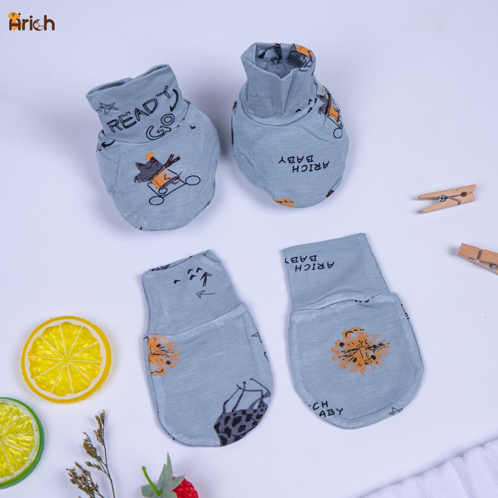 Set bao tay, bao chân Arich mẫu trơn cho bé sơ sinh