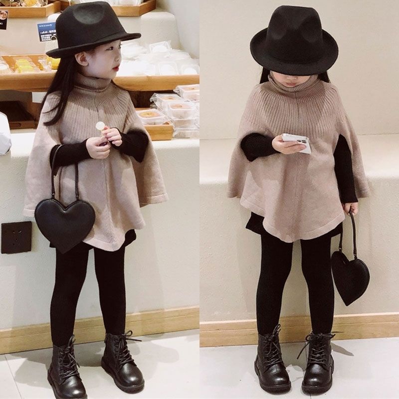 Áo Choàng Sweater Cổ Rùa Mềm Cao Cấp Thời Trang Thu Đông 2022 Dễ Thương Cho Bé Gái